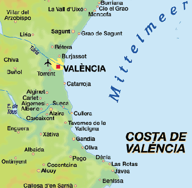 Städte und Dörfer an der Costa de Valencia / Valencia